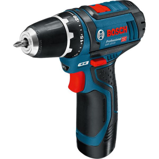 Bosch GSR 12V-15 Pora/ruuvinväännin 2 x 2,0 Ah:n akku ja laturi