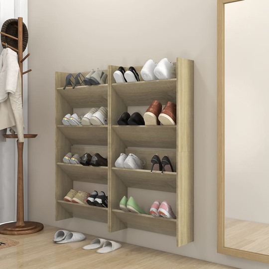 vidaXL Seinäkenkäkaapit 4 kpl Sonoma-tammi 60x18x60 cm lastulevy