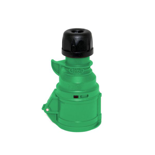 Garo S 432-2 S Jatkopistorasiat IP44, 5-napainen, 32A, lukituslaite 50-500 V, vihreä, 2 h