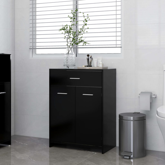 vidaXL Kylpyhuonekaappi musta 60x33x80 cm lastulevy