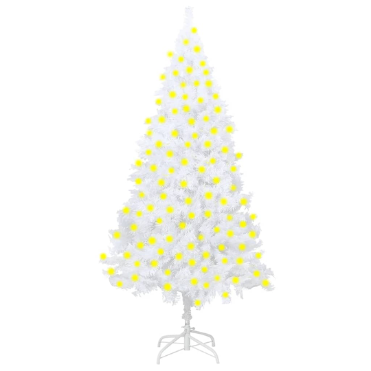 vidaXL Tekojoulukuusi LED-valot ja paksut oksat valkoinen 210 cm