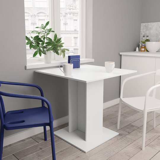 vidaXL Ruokapöytä valkoinen 80x80x75 cm lastulevy