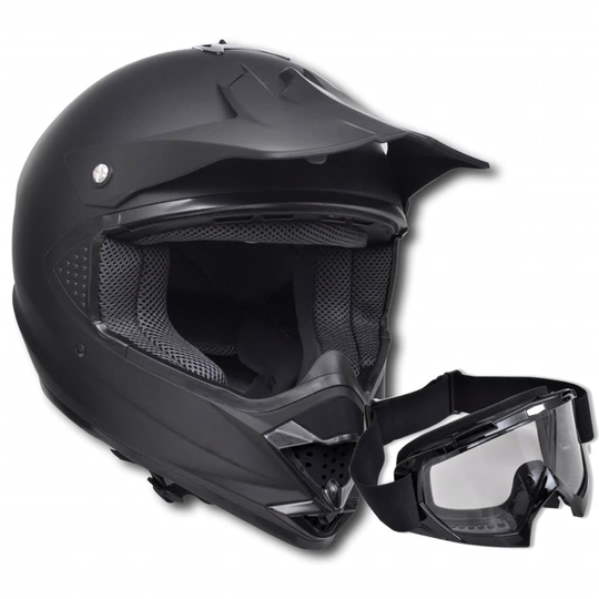 Motocross Kypärä Musta XL Ilman Visiiriä Suojalaseilla