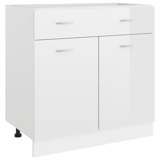 vidaXL Alalipastokaappi korkeakiilto valkoinen 80x46x81,5 cm lastulevy