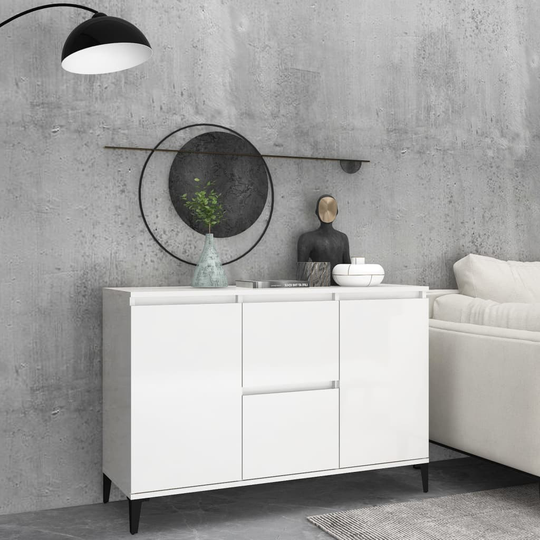 vidaXL Senkki korkeakiilto valkoinen 104x35x70 cm lastulevy