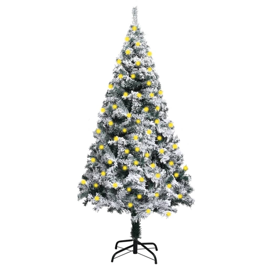vidaXL Tekojoulukuusi LED-valoilla ja lumihuurteella vihreä 150 cm