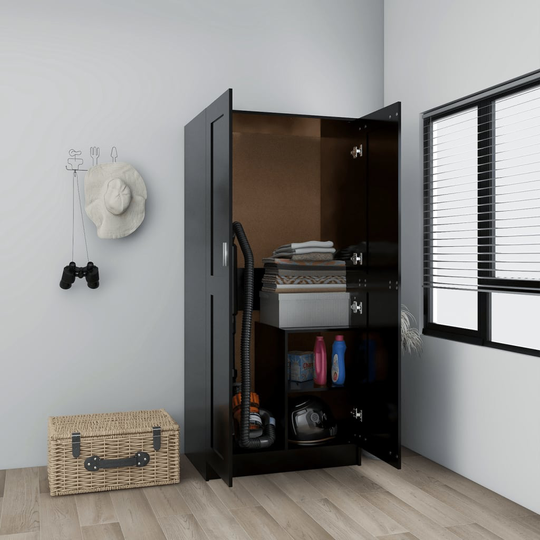 vidaXL Vaatekaappi musta 82,5x51,5x180 cm lastulevy