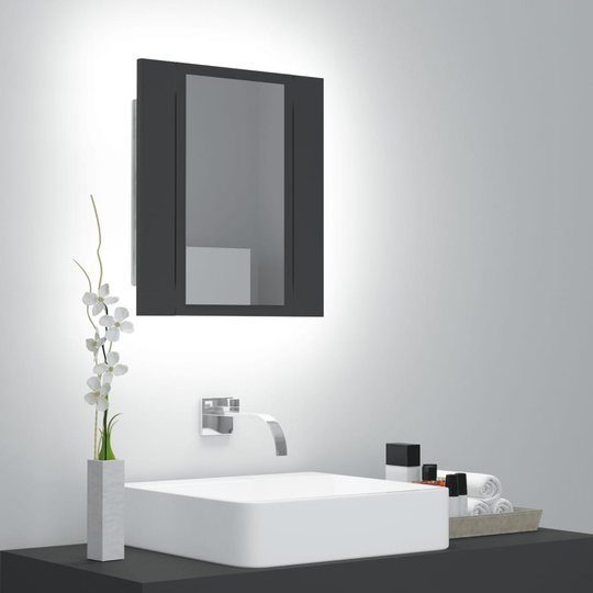 vidaXL Kylpyhuoneen LED peilikaappi harmaa 40x12x45 cm