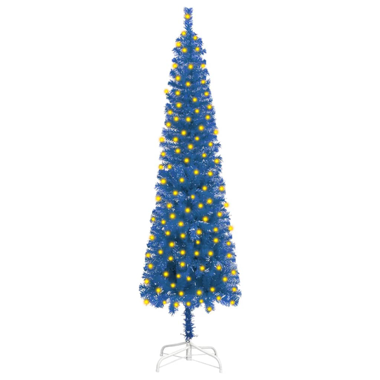 vidaXL Ohut joulukuusi LED-valoilla sininen 240 cm