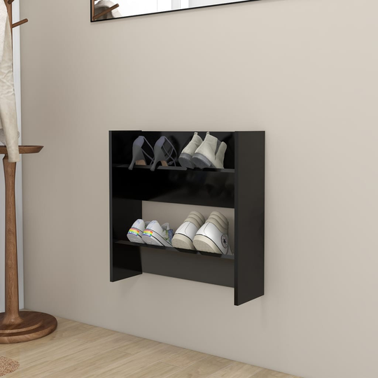 vidaXL Seinäkenkäkaappi musta 60x18x60 cm lastulevy