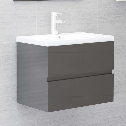 vidaXL Allaskaappi korkeakiilto harmaa 60x38x45 cm lastulevy