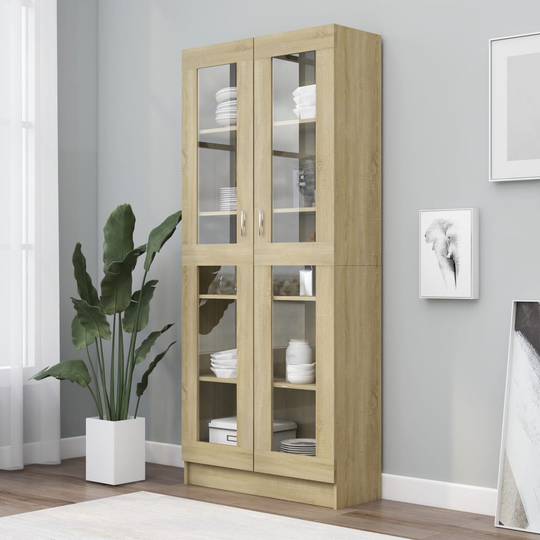 vidaXL Vitriinikaappi Sonoma-tammi 82,5x30,5x185,5 cm lastulevy