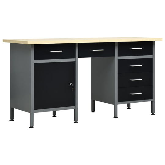 vidaXL Työtaso musta 160x60x85 cm teräs