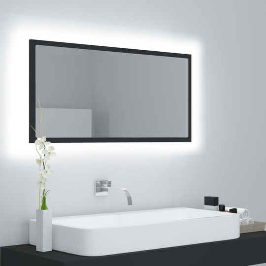 vidaXL Kylpyhuonepeili LED harmaa 90x8,5x37 cm lastulevy