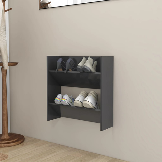 vidaXL Seinäkenkäkaappi harmaa 60x18x60 cm lastulevy
