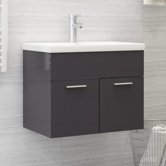 vidaXL Allaskaappi korkeakiilto harmaa 60x38,5x46 cm lastulevy