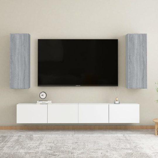 vidaXL TV-tasot 2 kpl harmaa Sonoma 30,5x30x90 cm tekninen puu