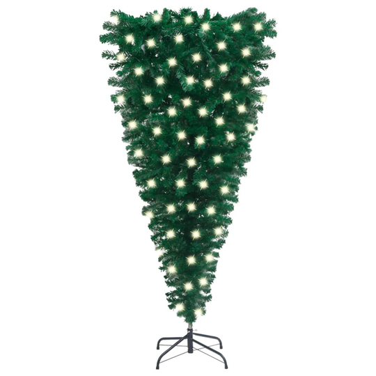 vidaXL Tekokuusi ylösalainen LED-valoilla vihreä 120 cm