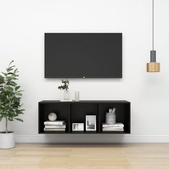 vidaXL Seinäkiinnitettävä TV-taso musta 37x37x107 cm lastulevy