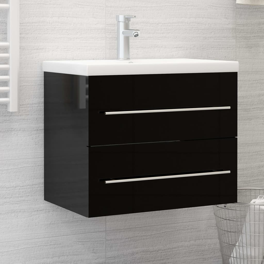 vidaXL Allaskaappi korkeakiilto musta 60x38,5x48 cm lastulevy
