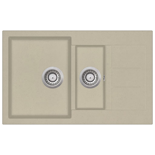 vidaXL Keittiön tuplapesuallas graniitti beige