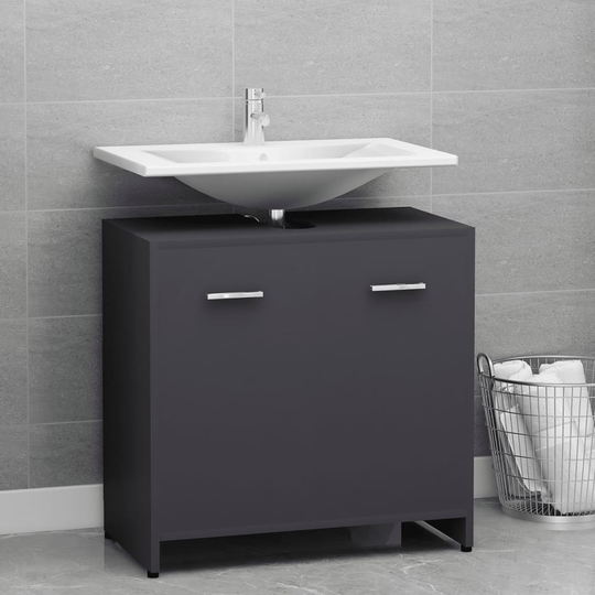 vidaXL Kylpyhuonekaappi harmaa 60x33x61 cm lastulevy