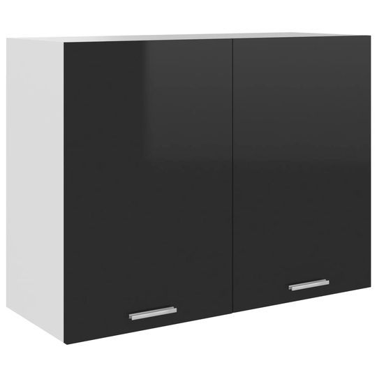 vidaXL Seinäkaappi korkeakiilto musta 80x31x60 cm lastulevy