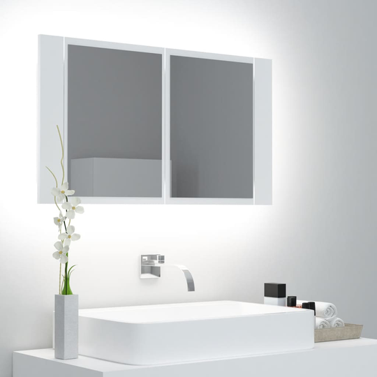 vidaXL Kylpyhuoneen LED peilikaappi valkoinen 80x12x45 cm