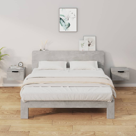 vidaXL Seinäkiinnitettävät yöpöydät 2 kpl betoninharmaa 34x30x20 cm