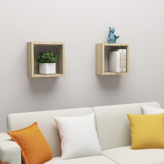 vidaXL Kuutioseinähyllyt 2 kpl Sonoma-tammi 30x15x30 cm
