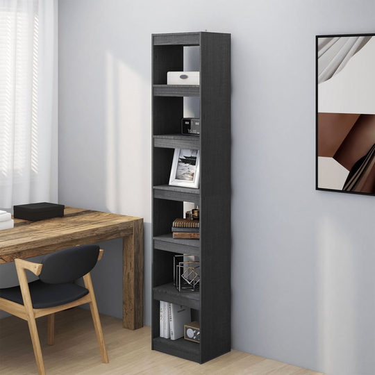 vidaXL Kirjahylly/tilanjakaja harmaa 40x30x199 cm täysi mänty
