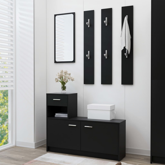 vidaXL Eteisen säilytysyksikkö musta 100x25x76,5 cm lastulevy