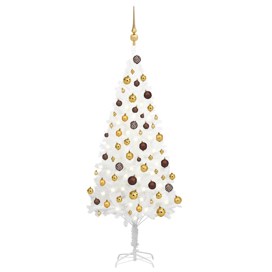 vidaXL Tekojoulukuusi LED-valoilla ja palloilla valkoinen 120 cm