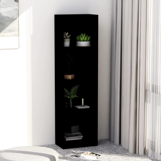 vidaXL 4-tasoinen kirjahylly musta 40x24x142 cm lastulevy