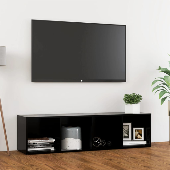 vidaXL TV-taso musta 142,5x35x36,5 cm lastulevy