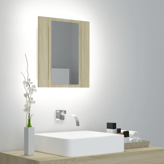 vidaXL Kylpyhuoneen LED peilikaappi Sonoma tammi 40x12x45 cm