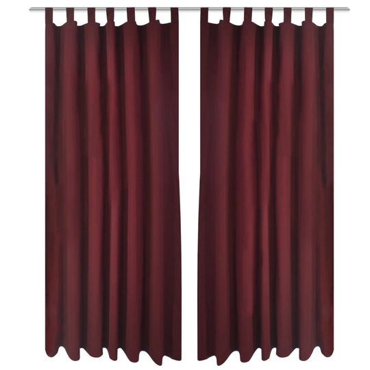 Bordeaux Mikro-Satiini Verhot Lenkeillä 2kpl 140 x 245 cm
