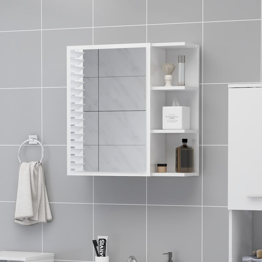 vidaXL Kylpyhuoneen peilikaappi kk-valkoinen 62,5x20,5x64 cm lastulevy