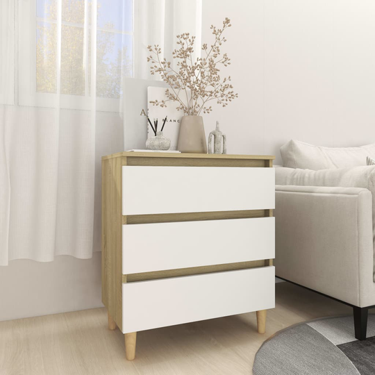 vidaXL Senkki valkoinen ja Sonoma-tammi 60x35x69 cm lastulevy