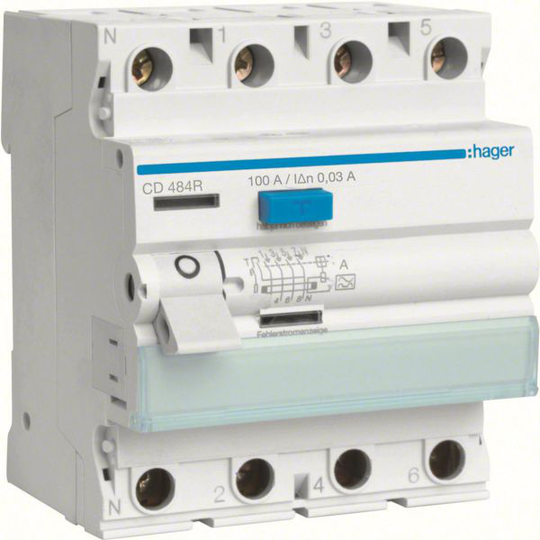 Hager CD484R Vikavirtasuoja 4-napainen, 30mA 100A