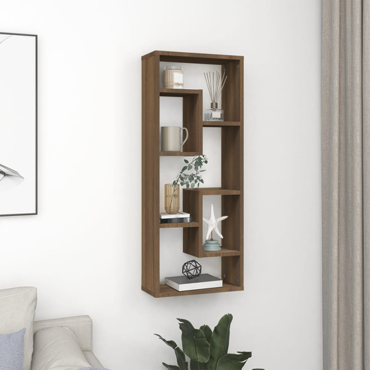 vidaXL Seinähylly ruskea tammi 36x16x90 cm tekninen puu