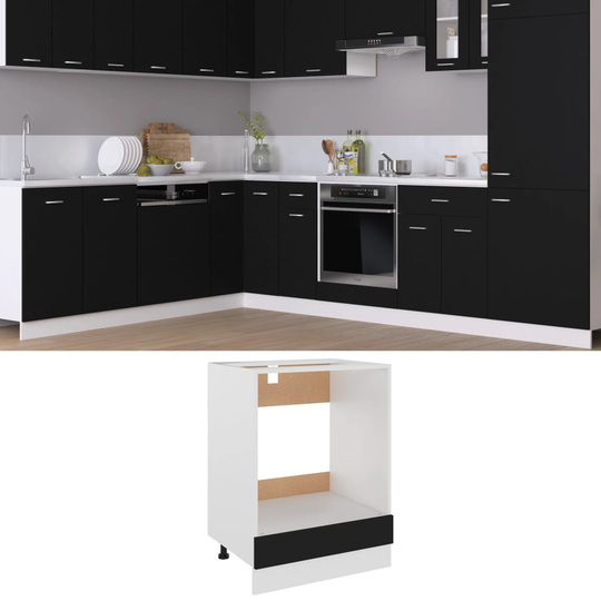 vidaXL Uunikaappi musta 60x46x81,5 cm lastulevy