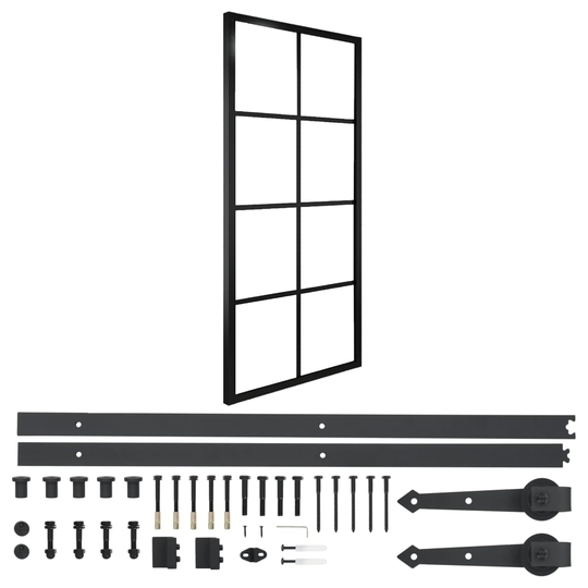 vidaXL Liukuovi alumiini ja ESG-lasi asennustarvikkeilla 76x205 cm