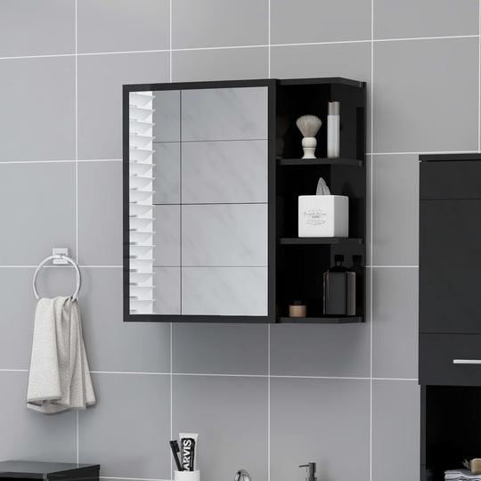 vidaXL Kylpyhuoneen peilikaappi kk-musta 62,5x20,5x64 cm lastulevy