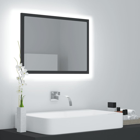 vidaXL LED-kylpyhuonepeili harmaa 60x8,5x37 cm lastulevy