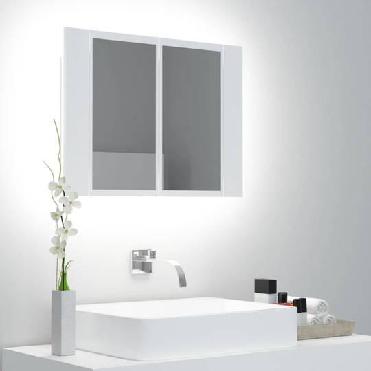 vidaXL Kylpyhuoneen LED peilikaappi valkoinen 60x12x45 cm