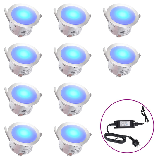 vidaXL LED-maavalaisimet 10 kpl sininen