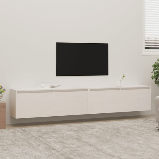 vidaXL Seinäkaapit 2 kpl valkoinen 100x30x35 cm täysi mänty