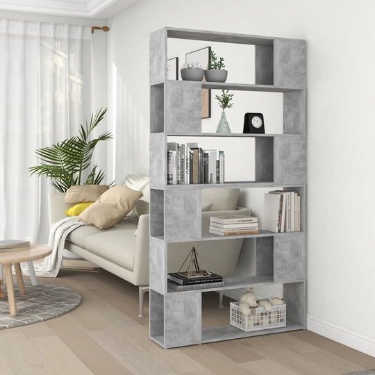 vidaXL Kirjahylly/tilanjakaja betoninharmaa 100x24x188 cm