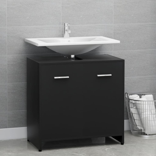 vidaXL Kylpyhuonekaappi musta 60x33x61 cm lastulevy